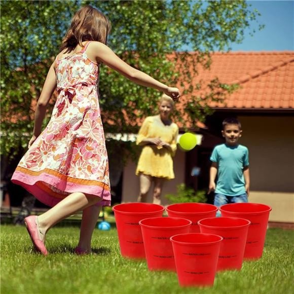 Yard Pong, Outdoor Giant Yard Games Pong Game Set with Durable Buckets and Balls - Picture 4 of 6